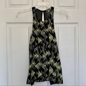 XS Black & Yellow Geometric Print Top